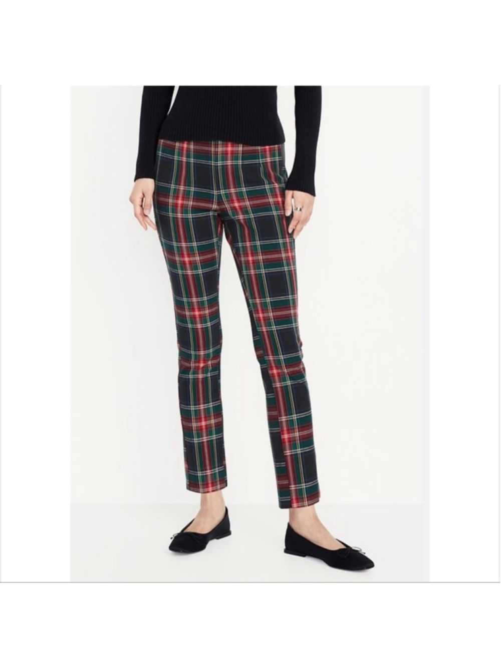 Old Navy Tartan Plaid Skinny Pants Size 6 Green Red